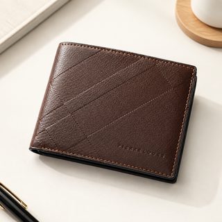 남성용 PU 체크 엠보싱 RFID 차단 다중 카드 수납 반지갑