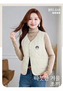 여성 겨울 웰론 패딩 조끼 숏 베스트 누빔 포켓 데일리 출근룩 레이어드