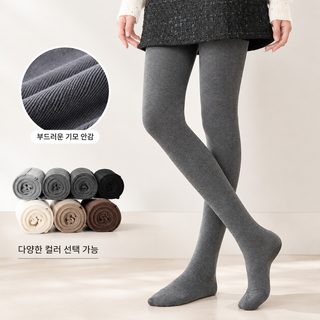 여성 골지 기모 레깅스 회색 세로줄 고탄력 슬림핏 겨울 유발 타이즈