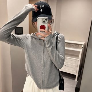 2026 가을 겨울 신상 패션 날씬해 보이는 지퍼 후드 캐주얼 맨투맨 여성 순색 백합 감령 레깅스 상의
