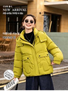 고급 후드 패딩 면복 여자 쇼트 겨울 2026 신상 두께 작은 키 면옷 외투 날씬