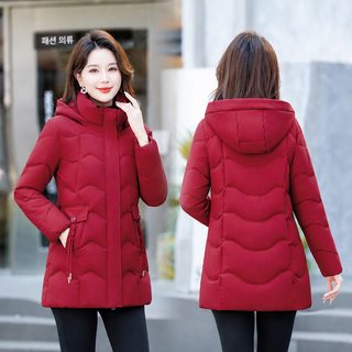 여성 겨울 탈부착 후드 롱 다운솜 패딩 보온 슬림핏 코튼 재킷