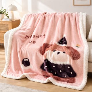 동물 캐릭터 양털 이중 담요 사무실 낮잠 소파 무릎담요