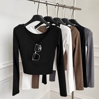 여성 아메리칸 퓨어 섹시룩 슬림핏 스퀘어넥 초긴팔 레이어드 티셔츠