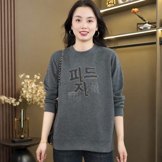 가을 겨울 엄마옷 여성 루즈핏 보온 맨투맨 빅사이즈 체형커버 라운드넥 긴