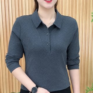 폴로넥 긴소매 블라우스 단색 캐주얼 셔츠 가을 데일리 이너 상의