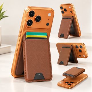 iPhon18ProMax 휴대 전화 마그네틱 카드 팩 힌지 브래킷 조절 가능한 각도 도난 방지 브러시 기능