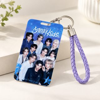 STRAYKIDS专辑周边推拉滑盖式塑料卡套编织绳校园卡广告礼品定制