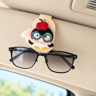 차량용 선바이저 펭귄 안경걸이 선글라스 영수증 보관 클립