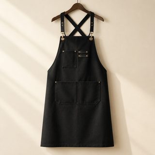 두꺼운 캔버스 롱 앞치마 주방 카페 작업용 크로스끈