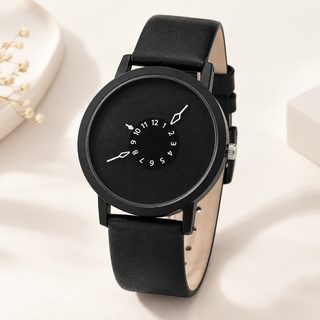 HOREDAR H01 역방향 시계바늘 남녀공용 쿼츠 손목시계 하라주쿠 커플 PU 밴드