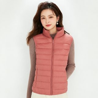 2026 가을 겨울 여성 화이트 덕다운 경량 숏패딩 하이넥 슬림핏 빅사이즈 데