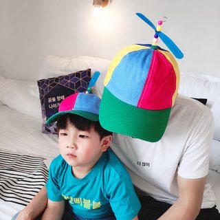 니뤄스 여름 아동 프로펠러 모자 남아 여아 유아 부모커플 배색 차양 야구