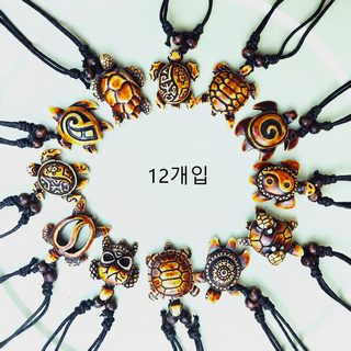 레트로 동물 거북이 레진 목걸이 펜던트 스웨터 체인 커플 액세서리