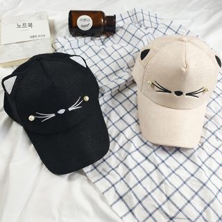한국판 패션 만화 자수 고양이 오리 혀 모자 여자 춘추 차양 야외 야구 모자