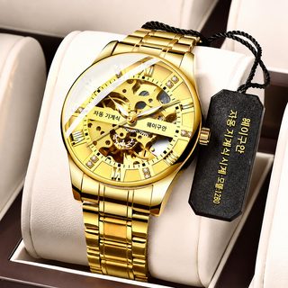 위관 남성용 전자동 기계식 시계 오픈하트 야광 비즈니스 패션 손목시계 08