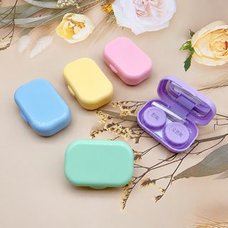 거울이 달린 심플한 콘택트렌즈 케이스 케어박스 반려함 듀얼 콤팩트 렌즈