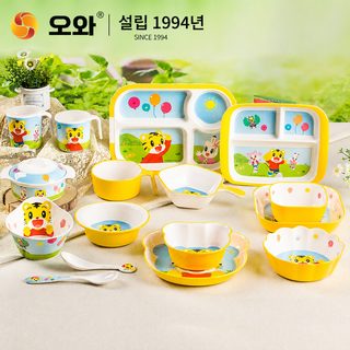 우허 차오후 어린이 멜라민 식기 유아 이유식 그릇 컵 깨짐 방지 열 차단 카