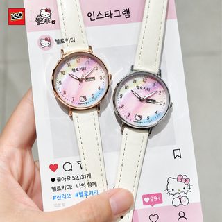 정강 산리오 헬로키티 여성 손목시계 중고등학생 시험용 저소음 쿼츠시계