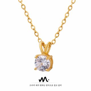 Marka 여성용 티타늄 스틸 18K 골드 도금 한알 큐빅 지르코니아 쇄골 목걸이