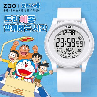 정항 도라에몽 정품 어린이 전자 손목시계 여아 초등학생용 30M 방수 야광