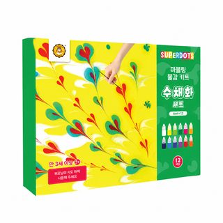어린이 12색 물 위 그림 그리기 세트 유아 색채 미술놀이 마블링 물감 키트