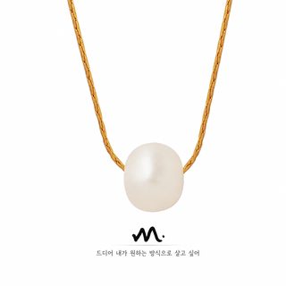 프랑스식 섬세한 미니멀 목걸이 자연생장 민물 진주 펜던트 ins 목걸이 티타