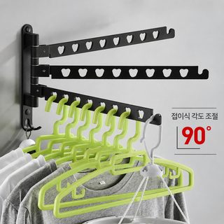 무타공 우주 알루미늄 베란다 걸이식 빨래건조대 옷걸이 수납 정리대