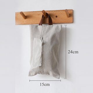 일본풍 심플 캔버스 걸이형 티슈 케이스 가정용 차량용 다용도 휴지 커버