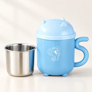 어린이집 304 스텐 물컵 뚜껑 손잡이 분리형 이중컵 300ml
