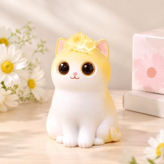 꽃과 고양이 소등 블라인드 박스 만화 귀여운 고양이 진열 피규어 창의적인