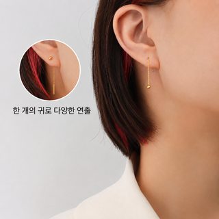 여성 빈티지 골드 라인 드롭 귀걸이 티타늄강 18K 도금 4cm 5cm 6cm