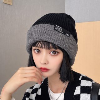 왕홍 모자 털모자 여자 가을 겨울 한국판 백합 붐 민낯 스티커 보온 냉모 검