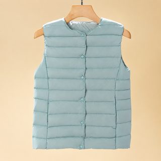 여성 겨울 경량 오리털 패딩 조끼 무소매 빅사이즈 데일리 베스트
