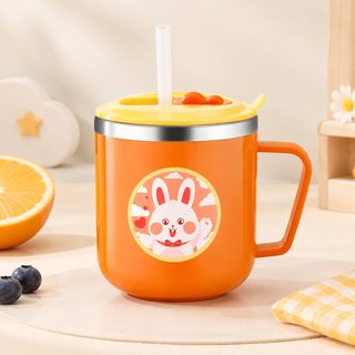 유아 어린이 스텐 손잡이 빨대컵 물컵 270ml