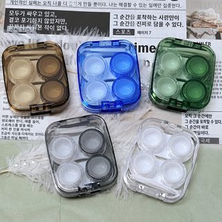 신형 심플하고 투명한 휴대용 두 세트의 콘택트렌즈 케이스 콘택트렌즈 케