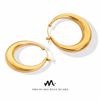 여성용 18K 진금 도금 티타늄 스틸 U자형 기하학 귀걸이 심플 인스타 스타일
