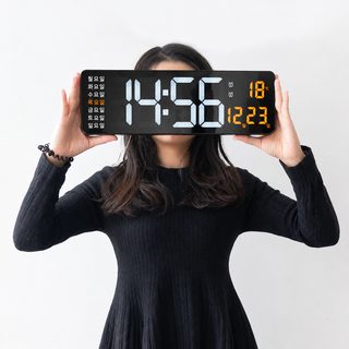 16인치 대형 스크린 기능 표시 시계 북유럽 디지털 시계 심플 거실 벽시계 led 벽걸이 6626