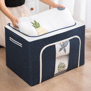 의류 수납박스 옥스퍼드 원단 방수 접이식 철제 프레임 이불 수납함 옷장