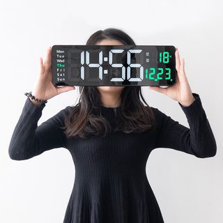 16인치 대형 LED 디지털 벽시계 온도계 달력 알람 북유럽 거실 전자시계 6626