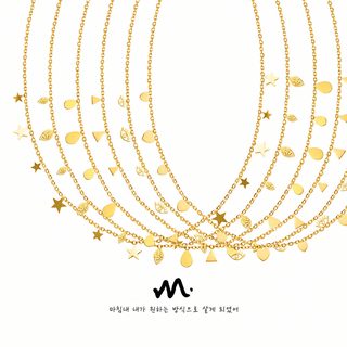 여성용 티타늄 스틸 목걸이 18K 골드 도금 하트 눈 삼각형 물방울 잎 펜던트