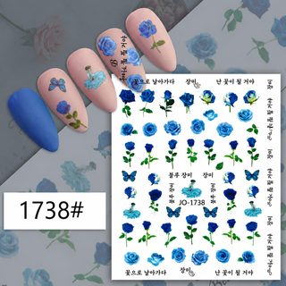 크로스보더 핫 플라워 네일 스티커 3d 백젤 스티커 컬러 해바라기 장미 손톱