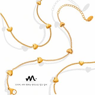 여성 하트 목걸이 팔찌 티타늄강 도금 주얼리 세트
