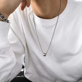 티타늄 스틸 변색 방지 힙합 목걸이 남녀공용 심플 볼체인 데일리 패션 액