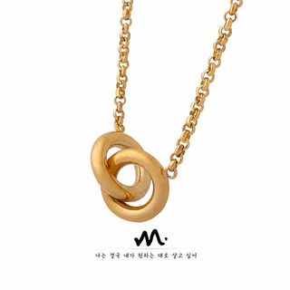 여성용 티타늄 스틸 골드 도금 인터로킹 원형 펜던트 목걸이 40+5cm 기하학