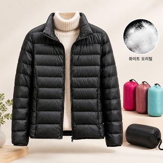 여성 경량 오리털 숏패딩 데일리 퀼팅 점퍼