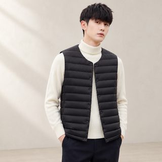남성 경량 덕다운 조끼 라운드넥 겨울 이너 빅사이즈