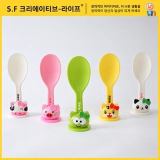 캐릭터 자립식 밥주걱 전기밥솥용 비점착 긴손잡이 주걱 팬더 호랑이