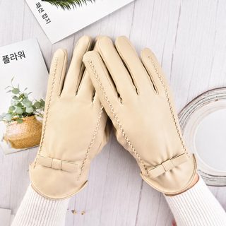 가을 겨울 보온 가죽 장갑 여성 패션 얇은 학생 자전거 운전 귀엽고 기모 터