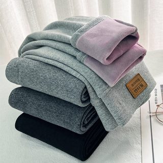 834福利款贴标装饰羊羔绒打底裤女外穿款加绒厚秋裤高腰保暖棉裤